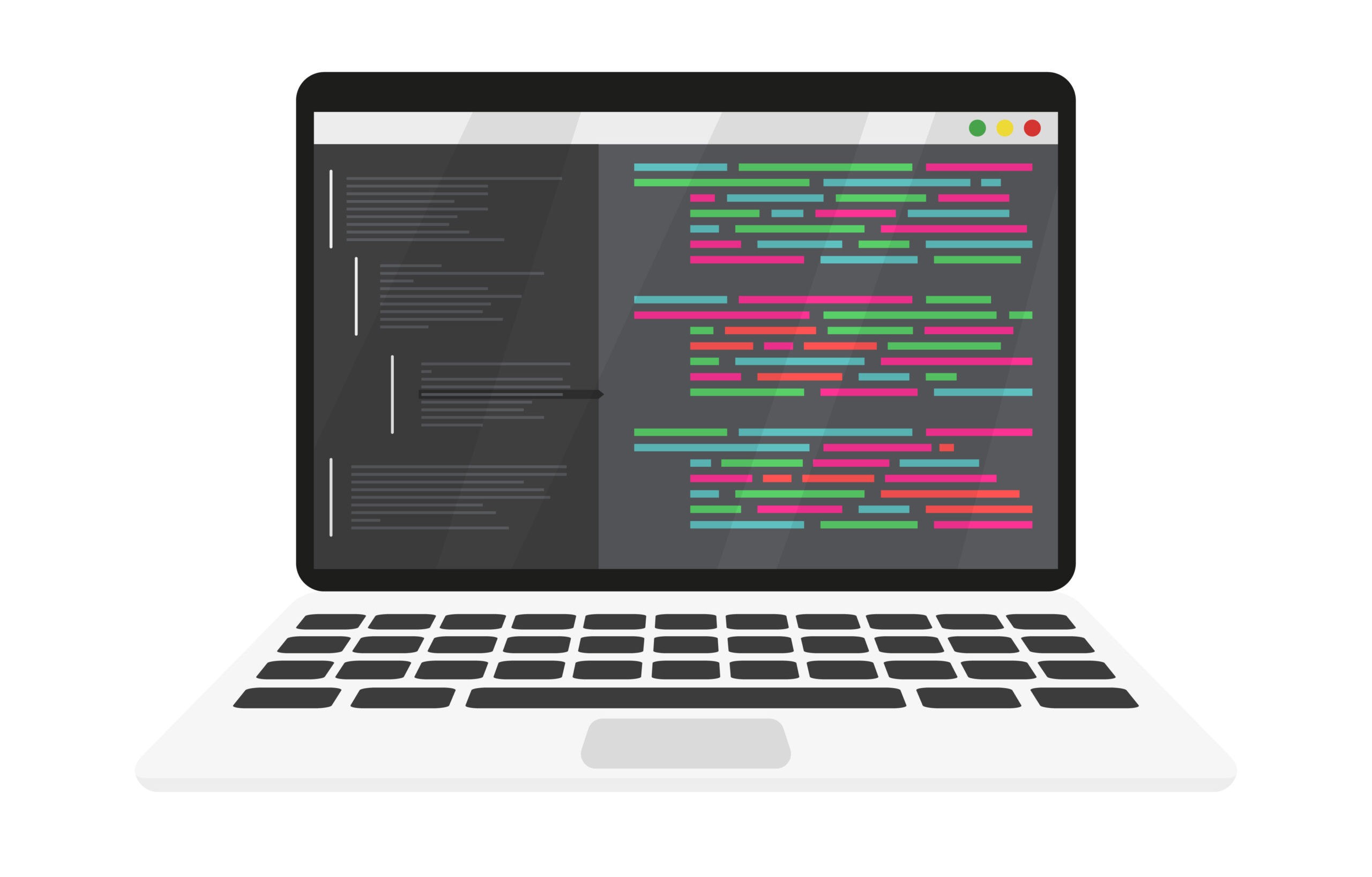 work coding and programming on a laptop